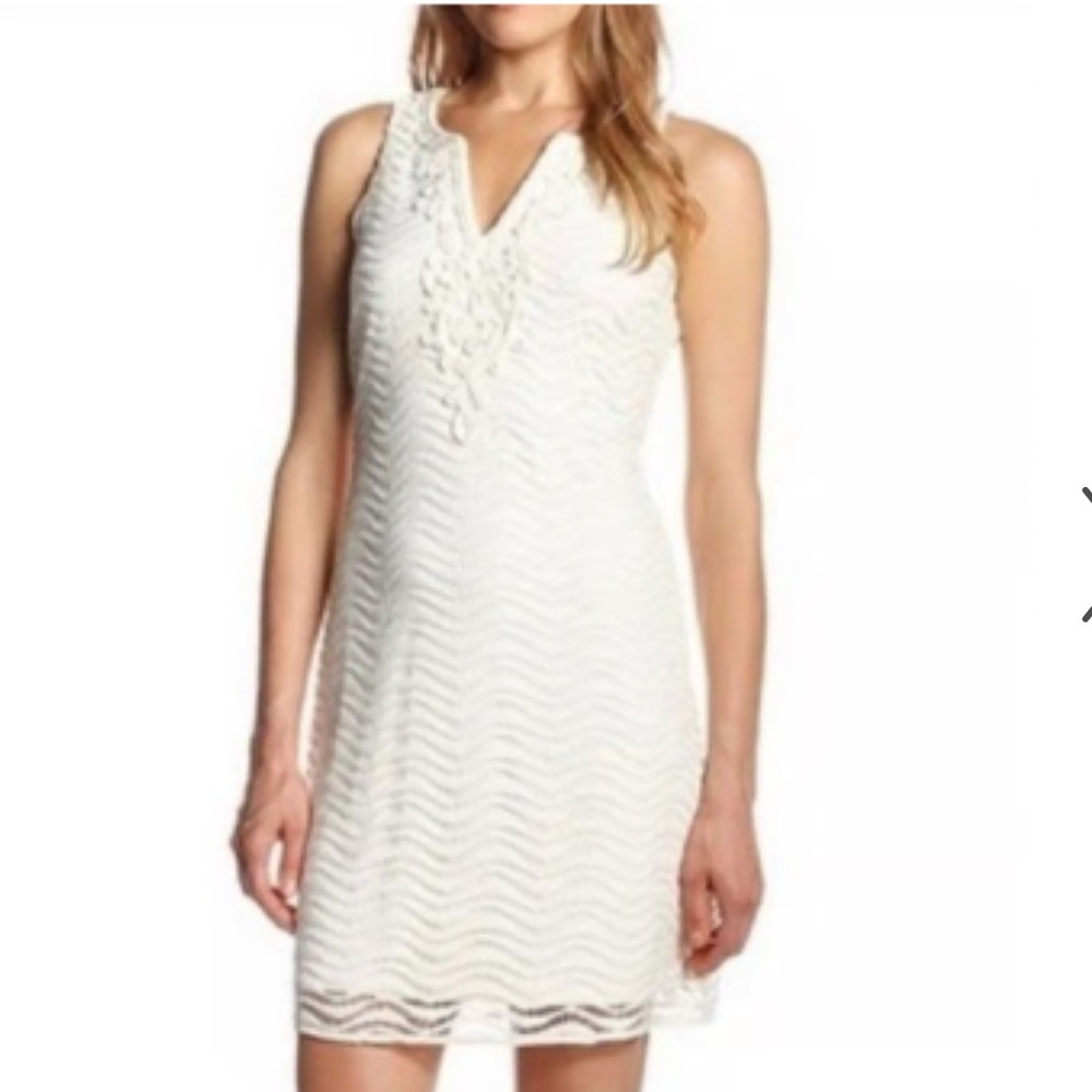 Lilly Pulitzer Off-White Margate Sleeveless Lace Shift Dress Size X-Small